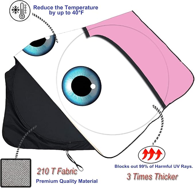 Gven Truck Windshield Sun Shade for Car Windshield Cover Interior Front Window Shades Sun Visor Protector Blocks UV Rays Must-Have Truck Accessories for Pickup, SUV, Sedan, Van, Bonneville (Pink, XL) - Image 5