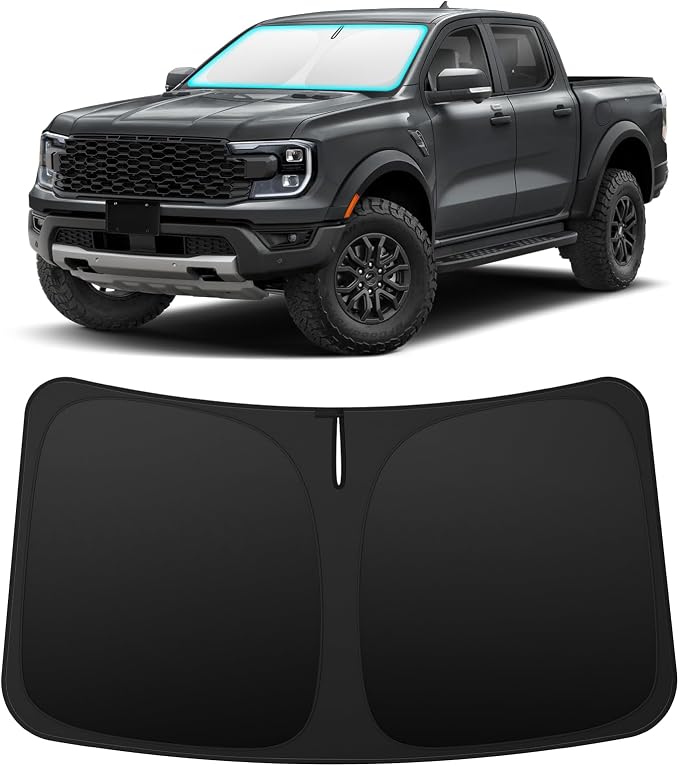 INSAUTO Custom Fit Windshield Sun Shade for Ford Ranger 2019-2026 | Foldable Front Window Sunshade Car Accessories, UV & Heat Reflector, Keeps Interior Cool, Includes Storage Bag by INSAUTO