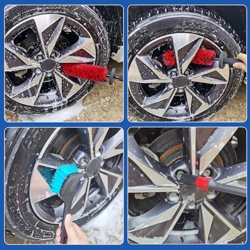 4 Pack Car Wheel and Tire Cleaner Brushes Kit Auto Motorcycle Rim Hub Ultra Soft Microfiber No Spatter Bendable Woolies Bristle Cleaning Set - Image 3