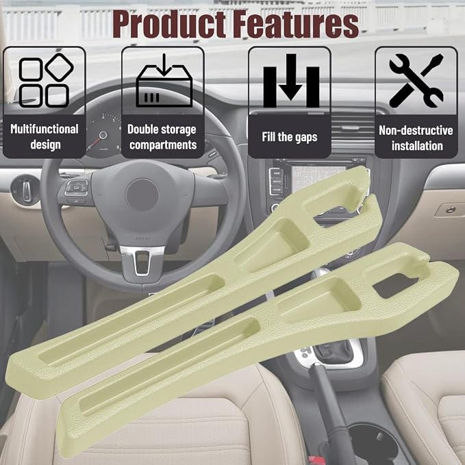 Car Seat Gap Filler, 2PCS No Drop Vehicle Seat Side Gap Seam Filler Plug Blocker with Storage Slot, Automotive Interior Console Side Pocket Organizer, Universal for SUV RV Truck (Beige) - Image 5