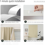 Blackout Curtains with Self Adhesive Tape No Rod No Drill Easy Install Window Cover for Bedroom Kitchen Dorm 34" W X 59" L Beige 1 Panel - Image 3