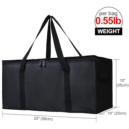 Bodaon Insulated Food Delivery Bag, 22" x 10" x 10" Insulated Pizza Delivery Bags for Hot/Cold Food, Black, 1-Pack | Insulated Pizza Delivery for Hot/Cold Food, Commercial Catering, Reusable Grocery Shopping Tote, Thermal Carrier, Collapsible - Image 2