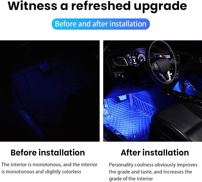 BESULEN Car Interior LED Lights, Neon Light Kit with USB Port, Blue | 4 in 1 Car Ambient Neon Light Kit with USB Port, Interior LED Atmosphere Lights, Decoration for Car Home Garden Party - Image 3