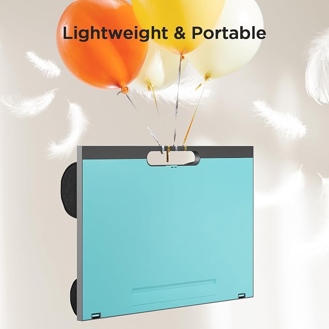 HUANUO Lap Desk with 8 Adjustable Angles – Up to 15.6" Laptop, Turquoise | Dual-cushion base, carry handle, 30% thicker for durability, wider anti-slip ledge, for home office, sofa, bed, car - Image 5