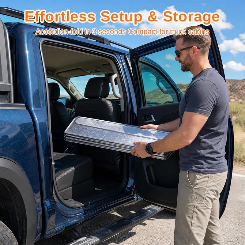Custom Fit Windshield Sun Shade for 2021-2026 Ford F-150,Heat & UV Blocker - Image 6