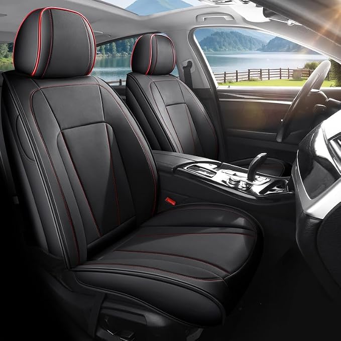 Car Seat Covers Full Set Custom Fit for Acura ILX 2013-2022 , Black&Red | Premium Faux Leather, Waterproof, Anti-Slip, Airbag Compatible, Breathable, Car Seat Protectors, 2 Rows 5 Seats by Unknown