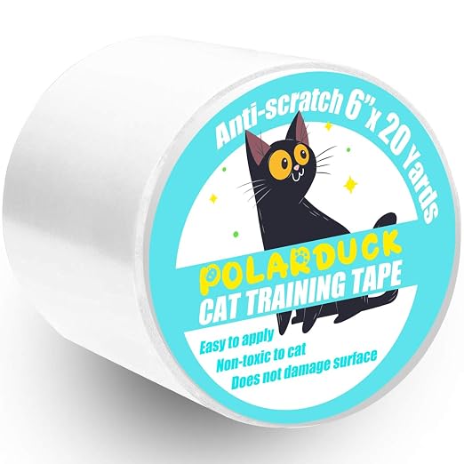 Polarduck Anti Cat Scratch Tape: 6 inches x 20 Yards Cat Training Tape 100% Transparent Clear Double Sided Cat Scratch Deterrent Tape Furniture Protector for Couch, Carpet, Doors, Pet & Kid Safe by Polarduck