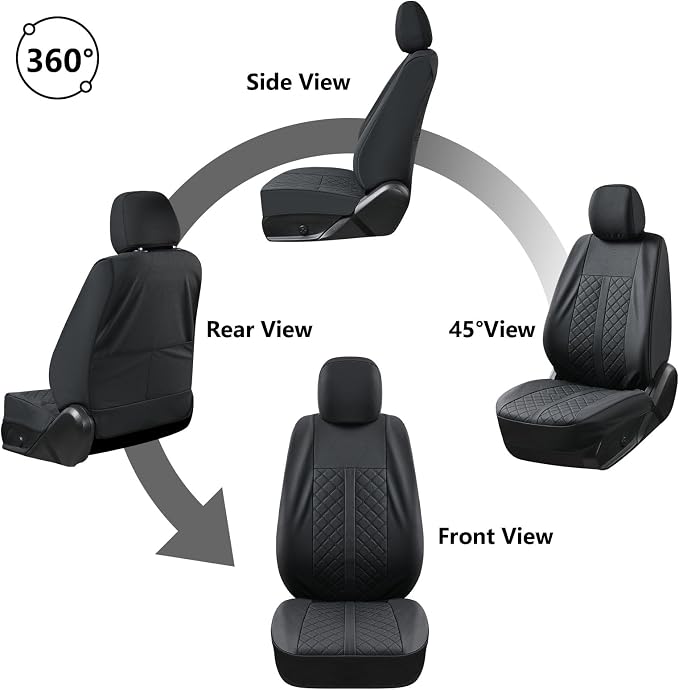 Truckiipa Tacoma Truck Seat Covers Full Set Leather Waterproof Seat Covers Fit for 2005-2015 Toyota Tacoma Double Crew Cab, Full Set, Black - Image 4