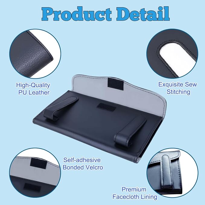 Car Tissue Holder, Universal Auto Napkin Case | Car Sun Visor Napkin Box, Premium PU Leather, Mask Holder for Vehicle, with Tissue Refill, Interior Accessories, Black - Image 4