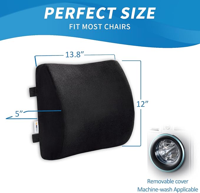 SAIREIDER Comfortable Lumbar Support Pillow for Office Chair, Memory Foam Back Support Pillows for Car、Gaming Chair、 Home Chair, Back Pain Relief Improve Posture, Double Adjustable Straps(Black) - Image 6