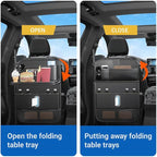 1 Pack Backseat Car Organizer, Large Capacity with Adjustable Foldable Table Tray, Waterproof PU Leather Back Seat Storage with Touch Screen Tablet Holder, Car Travel Essentials, Obsidian Black - Image 2
