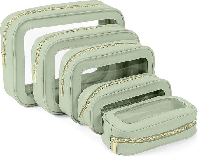 YOPCDJ 5PCS Diaper Bag Organizer Pouch Set, TSA Approved Toiletry Bag，Clear Waterproof TPU Makeup Bag Set Travel Organizer Bags for Women and Kids by YOPCDJ