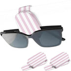 2 Pack Magnetic Leather Sunglass Holder, Universal Magnetic Car Eyeglass Hanger Clip for Different Size Eyeglasses, Car Visor Accessories (Pink Stripes) by Unknown