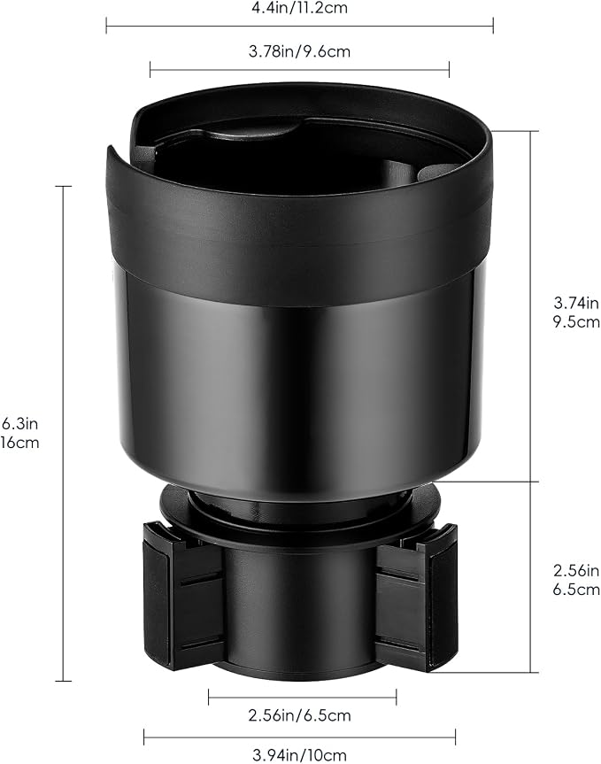 Car Cup Holder Expander with Adjustable Base, Cup Holder Insert for Car Compatible with Most 32/40 Oz Water Bottles 12 oz/24 oz Coffee Mugs Tumblers 3.4 to 3.78 in Diameter, 1 Pack Black - Image 6