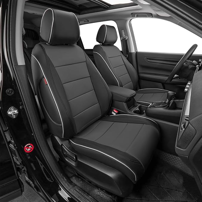 EKR Car Seat Covers for Honda HRV 2019-2022,Leatherette Full Set | Custom Fit for Honda HRV LX 2019-2022 Factory-Like Fit,360°Protection,Faux Leather(Black/Gray) by EKR