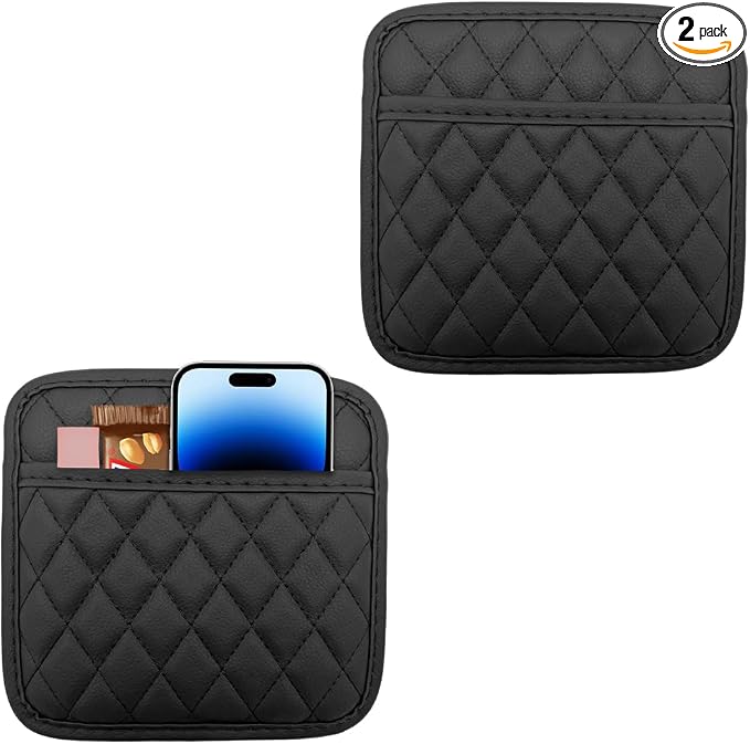2 PCS Car Side Pocket Organizer, Leather Adhesive Auto Side Seat Back Storage Pocket, Waterproof Phone Document Sunglasses Holder Vehicle Gap Filler Pouch, Car Accessories (Medium) by Unknown