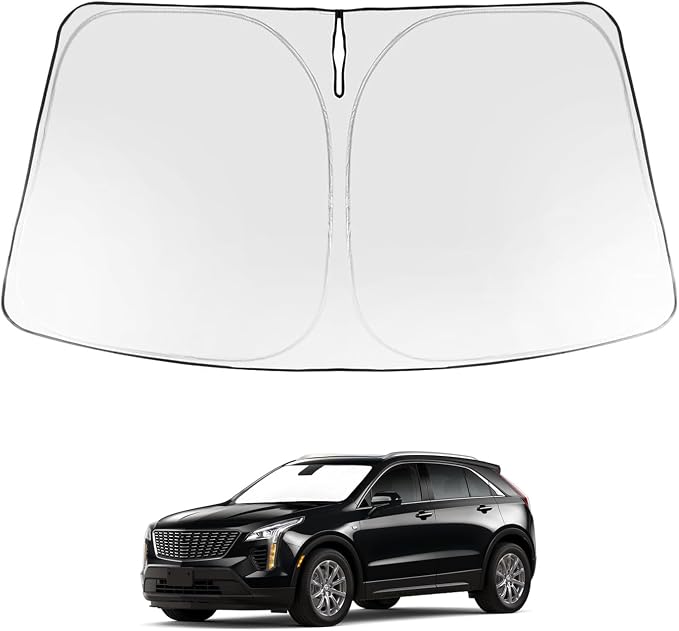 Proadsy Custom Fit 2019-2026 Cadillac XT4 Windshield Sun Shade, Blocks Heat | 240T Heat Shield, Drops Temp 54°F, Blocks 99% UV, Prevents Dashboard Cracking, Summer Parking & Beach Trips, Easy Twist-Fold by Proadsy
