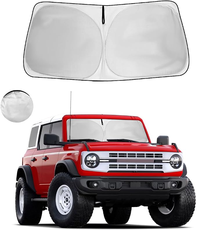 Windshield Sun Shade Sun Visor Accessories for Ford Bronco 2025-2021 | HOHUIGO Front Window Shade for Ford Bronco(Only for Bronco SPOR)Sun Visor windshield Sunshade Blocks UV Keep Car Cooler by HOHUIGO