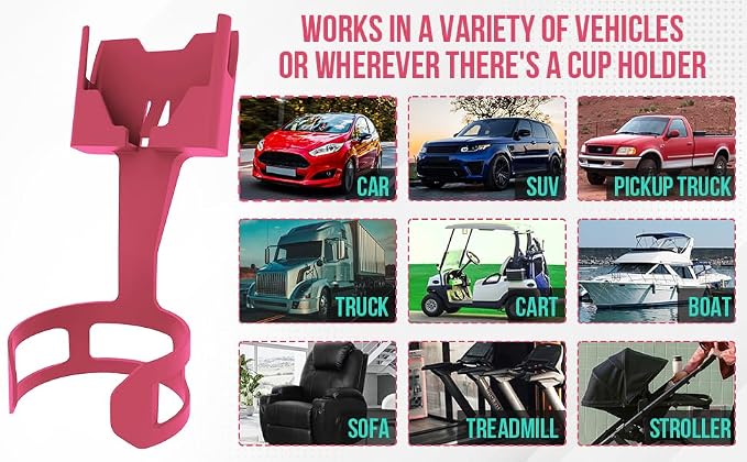 Cup Holder Phone Holder Mount for Car - Universal Adjustable Expander Cradle Hands-Free Driving - Compatible with All Smartphones Car Mount for iPhone Samsung Google Android Mobile Accessories Pink - Image 5