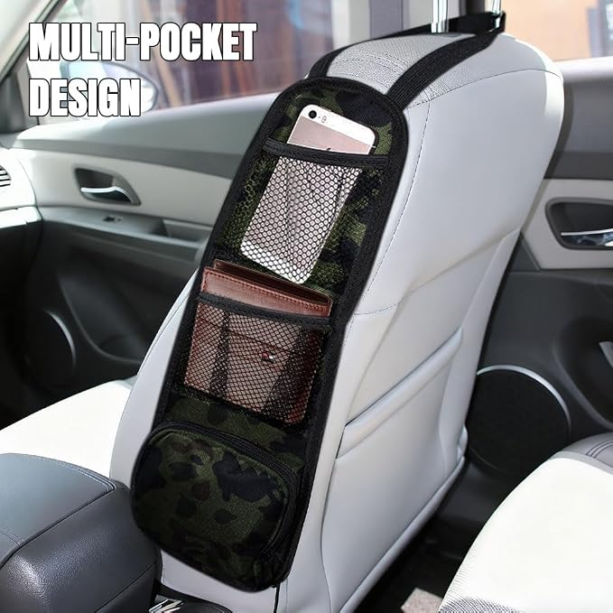 Car Seat Side Storage Pocket, Car Seat Organizer Hanging Bag (1, Green) - Image 3