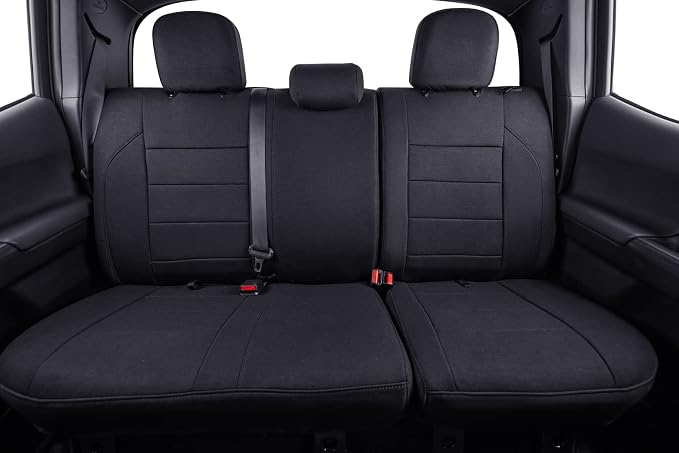 2nd Gen Tacoma Seat Covers Custom Fit for 2012-2015 Toyota Tacoma Double Cab/Crew Cab (TRD Sport Seats),Fully Covered Polyester Truck Seat Protector-Full Set(Black) - Image 4
