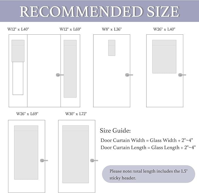 RYB HOME Natural Linen Textured French Door Window Curtains 100% Blackout | Self Adhesive, Thermal Insulated Privacy Energy Saving, Shades for Nursery Office Patio Glass Door, W26 x L69, 1 Panel - Image 8