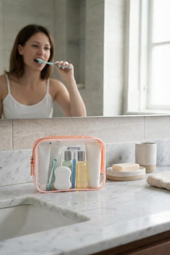 Buminee Clear Pouch Small, Makeup Bag, 6.6"x2.3"x4.7" TSA Approved Toiletry Bag, Clear Travel Bags for Toiletries, Cosmetic Bag for Women-9 Pack - Image 5