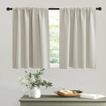 RYB HOME Short Privacy Curtains 30 inch Long for Bathroom Window | Thermal Insulated, Heat Blocking, Rod Pocket, Half Window Curtain Tiers for Nursery Bedroom, W42 x L30, Natural, 2 Panels by RYBHOME