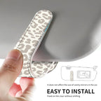 Leather Magnetic Sunglass Holder for Car Sun Visor, Cute Eyeglass Ticket Card Hanger Clip, Universal Auto Interior Accessories for SUV Pickup Truck Beige Leopard Print - Image 5