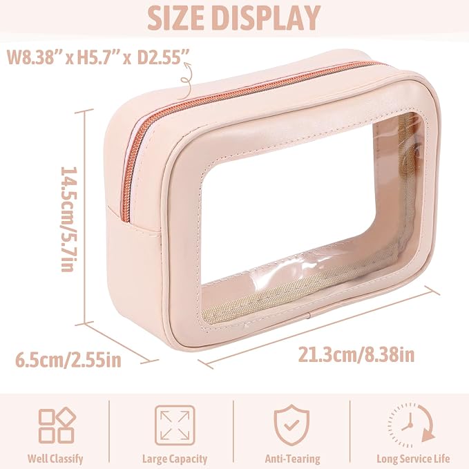 YOPCDJ 6PCS Clear Toiletry Bag,TSA Approved Travel Pouch with Zipper for Cosmetics and Toiletries，Diaper Bag Organizer Pouch Set, Purse Organizer and Clear Car Bag for Women and Kids - Image 3
