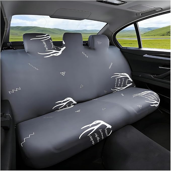 Car Back Seat Cover, Scratchproof Rear Bench Protector, Antler | Elastic fabric surface, smooth comfortable touch, washable design, fits most cars SUVs and trucks, automotive accessories by Unknown