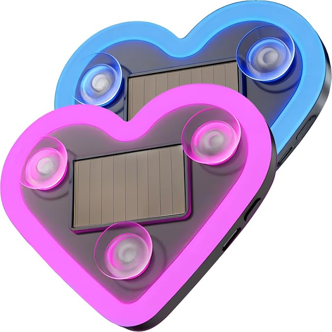 Car LED Ambient Light - Solar-Powered Heart-Shaped LED Neon Light, Wiring Free, Switchable Modes, Romantic Mood Decoration, Interior Atmosphere Lamps for Car (MHD - Pink+Blue) by fccairms
