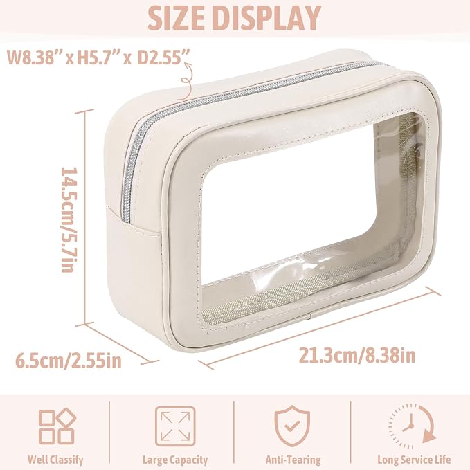 YOPCDJ 3PCS Clear Toiletry Bag,TSA Approved Travel Makeup Pouch with Zipper for Cosmetics and Toiletries，Diaper Bag Organizer Pouch Set,Women's Purse Organizer and Clear Car Bag - Image 2