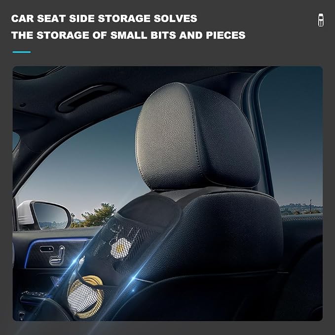 Car Seat Side Organizer, Car Backrest Side Storage Hanging Bag, Multifunctional Mesh Net Pocket Hold Mobile Phone, Wallet, Glasses, Universal Seat Storage Accessories for Car SUV Truck (1PCS) - Image 5