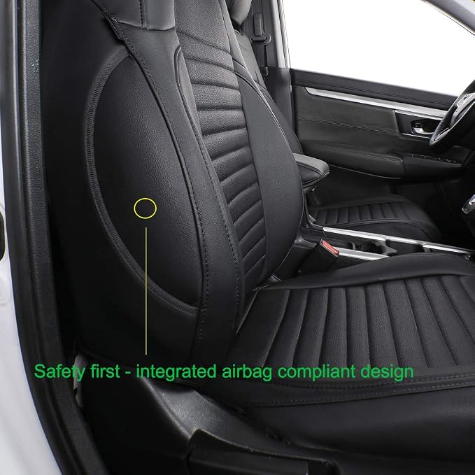 EKR Car Seat Covers for Honda CRV 2017-2022 Leatherette Full Set | Custom Fit for Honda CRV 2017 2018 2019 2020 2021 2022,Factory-Style Interior Upgrade,Full Wrap,Faux Leather(Black) - Image 6
