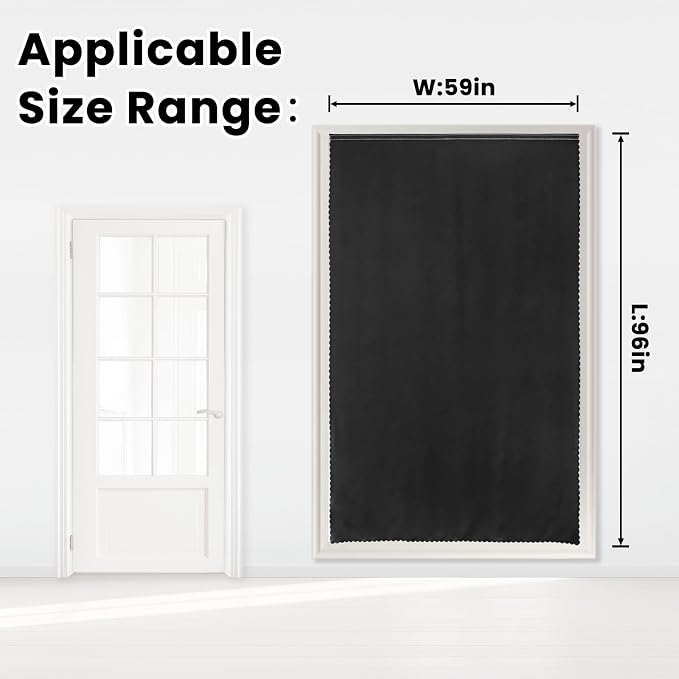 Adhesive Blackout Curtains- Self Stick Curtain No Rod Needed Easy to Hang Curtain, Use for Bedroom, Living Room, Dining Room, Kitchen, 59" W X 96" L, Black, 1 Panel - Image 7