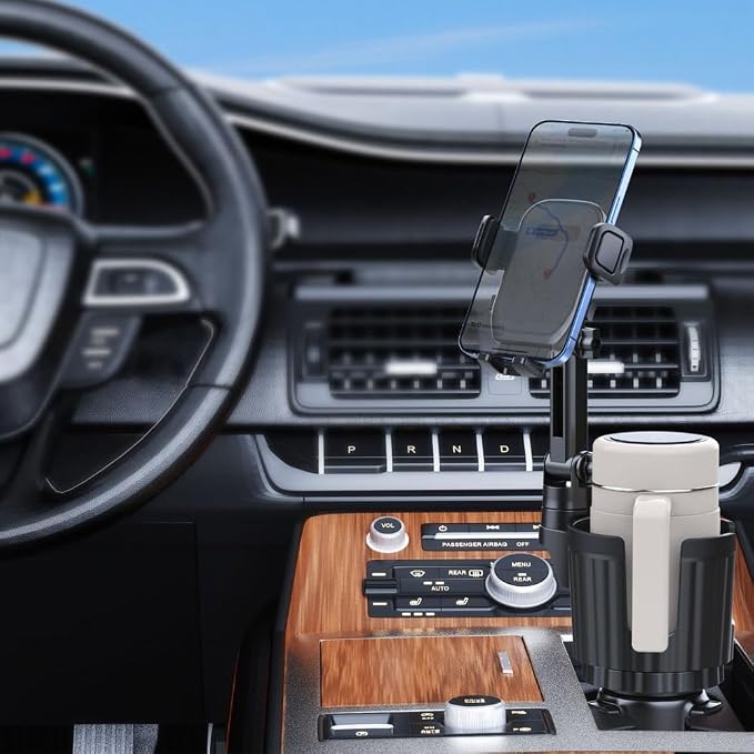 Cup Holder Phone Mount for Car, 2 in 1 Cell P Car Mount 360 Rotation Cup Holder Expander for Stanley 10-40oz Drink Bottles, Mugs and Phone Compatible with iPhone Samsung - Image 5