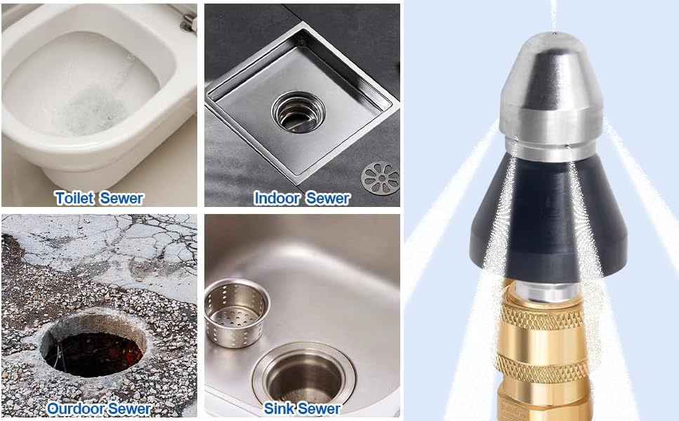 MIZORLIE Pressure Washer Sewer Jetter Nozzle with Stainless Steel - Image 6