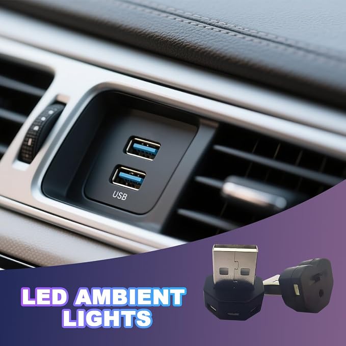 2PCS USB LED Car Interior Atmosphere Lamp, Portable Mini Vehicle Ambient Lighting Kit, Plug-in USB Interface Automotive Night Light Decor Accessories, Universal Fit - Image 6