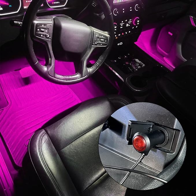 Car LED Strip Light, Interior Car Lights, 12V 24 LED Auto Atmosphere Lamps with Cigarette Lighter, Auto Lamp Ambient Night Light Strip Lighting Kit for Vehicles (Cigarette Lighter/Pink Purple) - Image 4