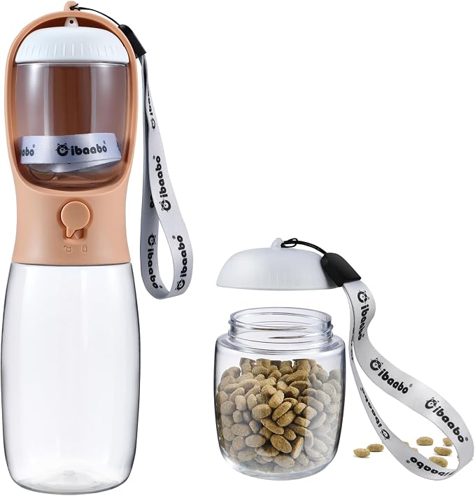 Cibaabo Dog Water Bottle Portable with Food Container & Filter for Travel | Feeding & Hydration | Travel Puppy Water Bowl | Portable Pet Dispenser | Girl Dog Accessories | for Hiking Camping Beach by Cibaabo