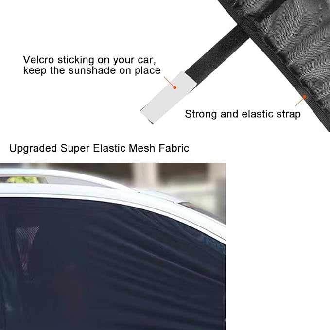 2 Pack Car Camping Window Shades Screen Mesh 27"x43" for SUV, Pickup, Truck | Elastic Breathable Mesh UV & bug Protection Side Window Covers for Car Camping Overnight Sleeping Car Window Shade for Baby - Image 5