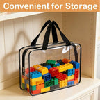 6 Packs Extra Large Toy Storage Bags with Zipper, Clear Toy Organizer Bag | with Labels for Blocks, Reusable 11.8″×8.6″×3.9″ Travel Waterproof Organizer Bags for Puzzles, PVC Plastic Toy Container - Image 5