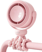 SWEETFULL Portable Stroller Fan, Pinch-Proof Baby Fan - Pink | Wide Turbine Airflow; Safe Design; LED Display; 5-Speed; 30dB Quiet; USB-C Rechargeable; Mini Clip On Fan for Car Seat & Bed by SWEETFULL