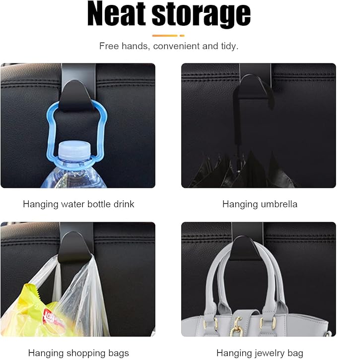 Moly Magnolia Bling Car Seat Headrest Hooks, 4PCS Handcrafted Rhinestones Seat Hanger Organizer for Handbag Purse Scarf, Universal for Cars, Auto Interior Accessories for Women Men (Red) - Image 3