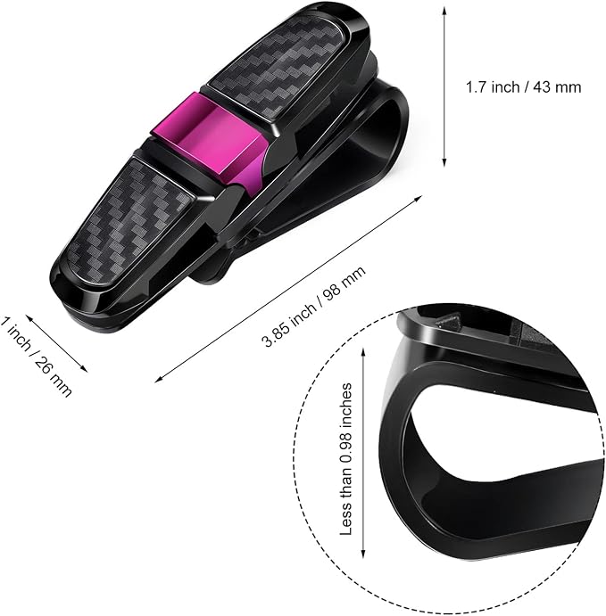 Boao 4 Pack Sunglasses Holder Car Visor Clip,Rose Red | Double-ended Design for Glasses and Tickets, 180 Degree Rotational Mount, Fits Sun Visors, Keeps Eyewear Accessible - Image 3