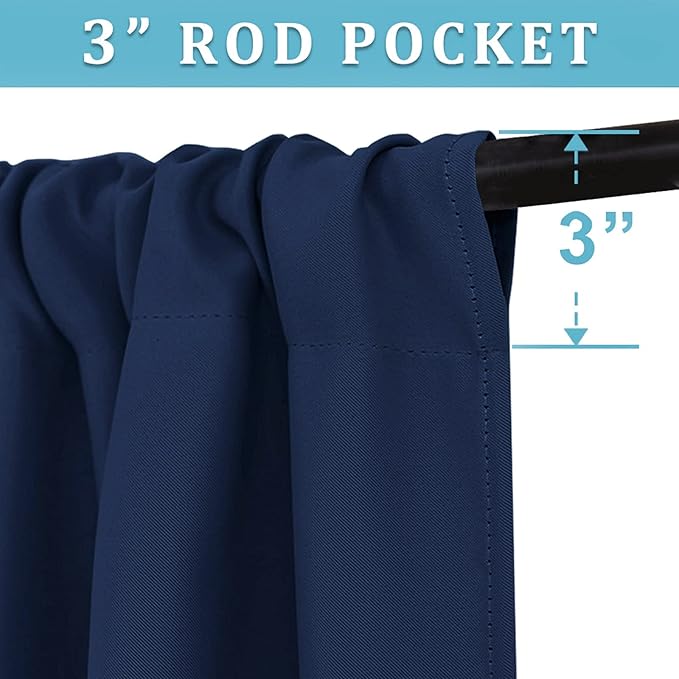 RYB HOME Cafe Blackout Curtains 24 inch Length for RV Camper Kitchen Window | Temperature Regulating, Light UV Blocking, Privacy Protection, Short Small Half Window Tiers, W42 x L24, Navy Blue, 2 Panels - Image 3