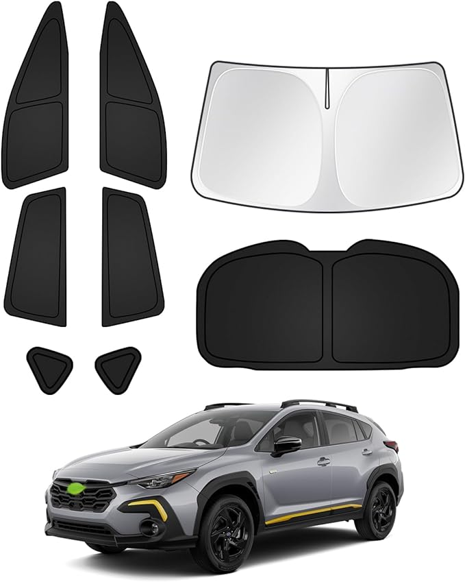 Canvcle Sunshades for Subaru Crosstrek 2024 2025 2026 Accessories Windshield Sun Shade Side Rear Window Shade Cover Sun Visor Shield Privacy Protection Keep Vehicle Cool Black 8PCS by Canvcle