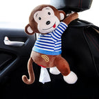 Elephant Tissue Box Cover Plush Tissue Box Holder for Car, Home, Decorative Holder/Organizer for Bathroom Vanity Countertop, Nightstands, Office Desk (Monkey) by seemehappy