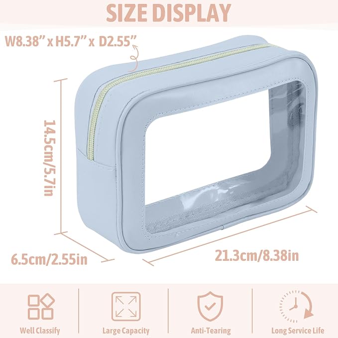 6PCS Clear Toiletry Bag,TSA Approved Travel Pouch with Zipper for Cosmetics and Toiletries，Diaper Bag Organizer Pouch Set, Purse Organizer and Clear Car Bag for Women and Kids - Image 3